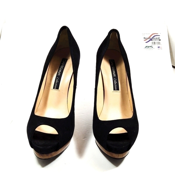 Zara women collection black platform peep toes high heels suede shoes Size: 6.5 - Picture 3 of 5